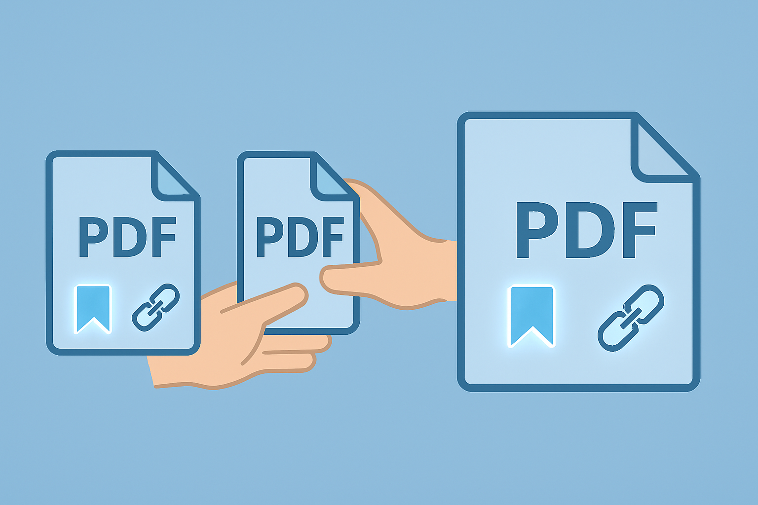 A minimalist icon of a large PDF document being cleanly split into smaller parts by a laser line, illustrating the function of the SmartEditz PDF splitter tool.